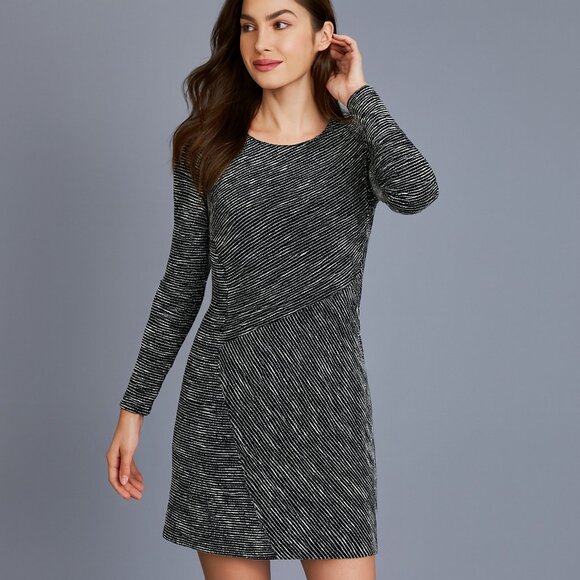 Banana Republic Women's Black Gray Textured Knit Sheath Dress Size 0 Career Lux - Picture 1 of 7